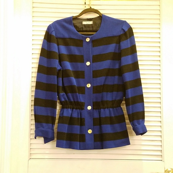 Celine Jackets & Blazers - Final CELINE Black & Blue Striped Jacket